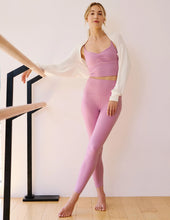 Load image into Gallery viewer, BEYOND YOGA Spacedye Raise The Barre Shirred Legging Pink Haze Heather
