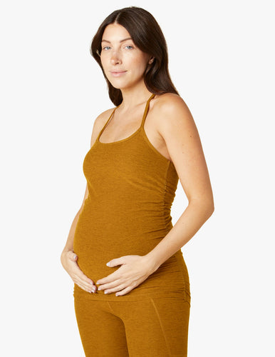 BEYOND YOGA Spacedye Slim Racerback Tank Maternity Clove Brown Heather