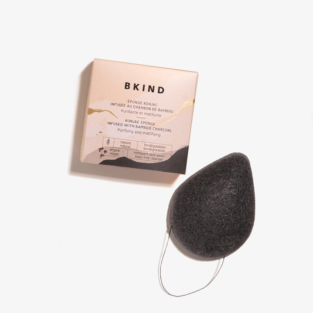 BKIND Konjac Facial Sponge Bamboo Charcoal