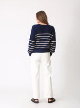 Load image into Gallery viewer, ELECTRIC ROSE Nautical Sweater Stripe Indigo Ivory
