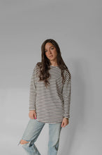 Load image into Gallery viewer, LOUVE DESIGN Crewneck Bamboo Long Sleeves Black &amp; White Stripes
