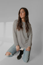 Load image into Gallery viewer, LOUVE DESIGN Crewneck Bamboo Long Sleeves Black &amp; White Stripes
