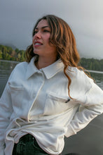 Load image into Gallery viewer, LOUVE DESIGN Fleece Button Up Shirt Off White
