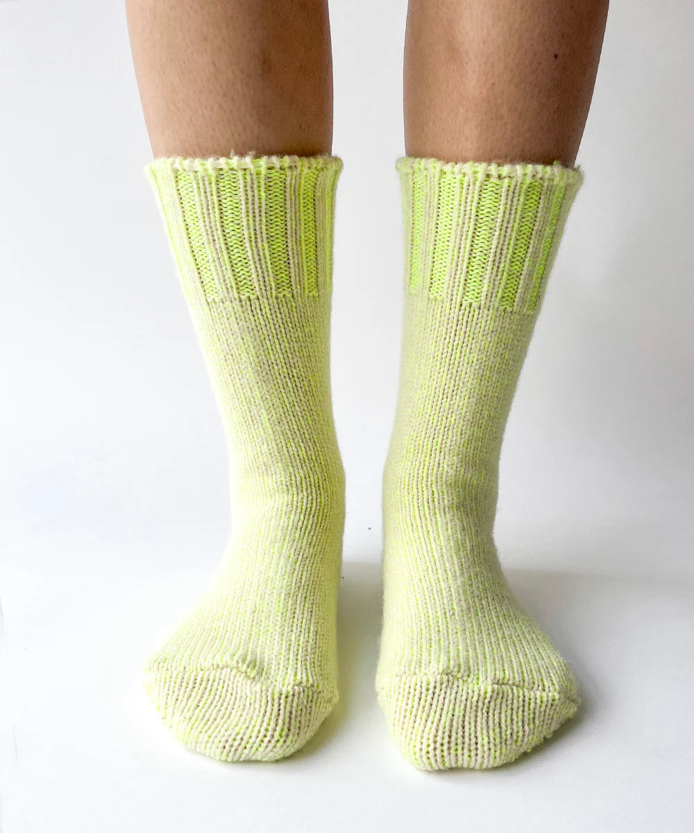 OKAYOK Wool Blend Sunday Socks Neon Cream