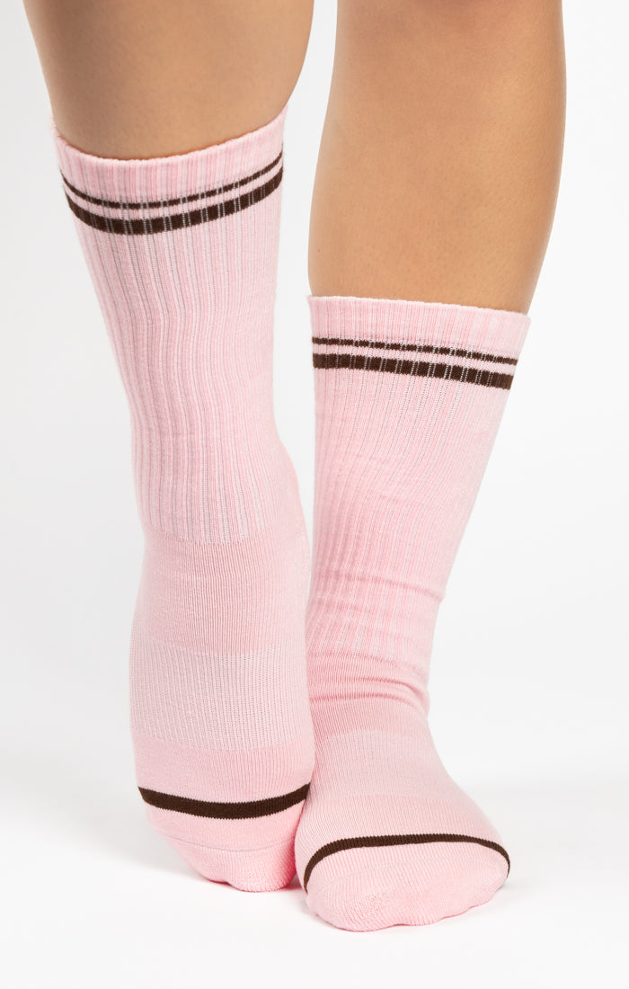 POINTE STUDIO Varsity Crew Grip Socks Baby Pink