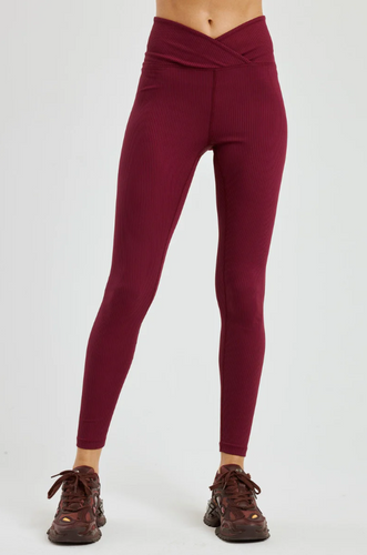 Crushed It High Waist Moto Legging in Maroon • Impressions Online Boutique