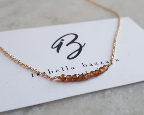 Isabella Bazzara Orange Garnet Dainty Gold Filled Necklace