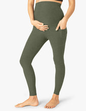 Load image into Gallery viewer, Beyond Yoga Eden Green Spacedye Love The Bump Pocket Midi Maternity Legging
