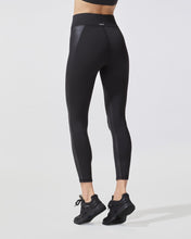 Load image into Gallery viewer, Michi Black Vibe Leggings with Liquid Gloss Fabric side panels
