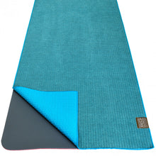 Load image into Gallery viewer, Dusky Leaf Blue Zeroslip Yoga Towel
